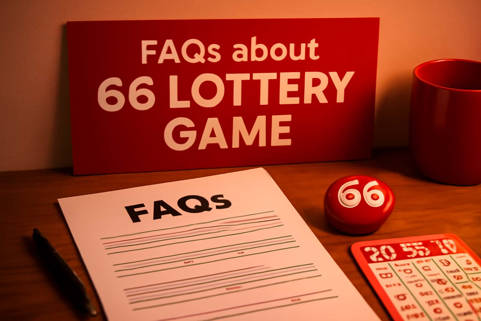 Informative graphic depicting FAQs about 66 Lottery Game with clear text.