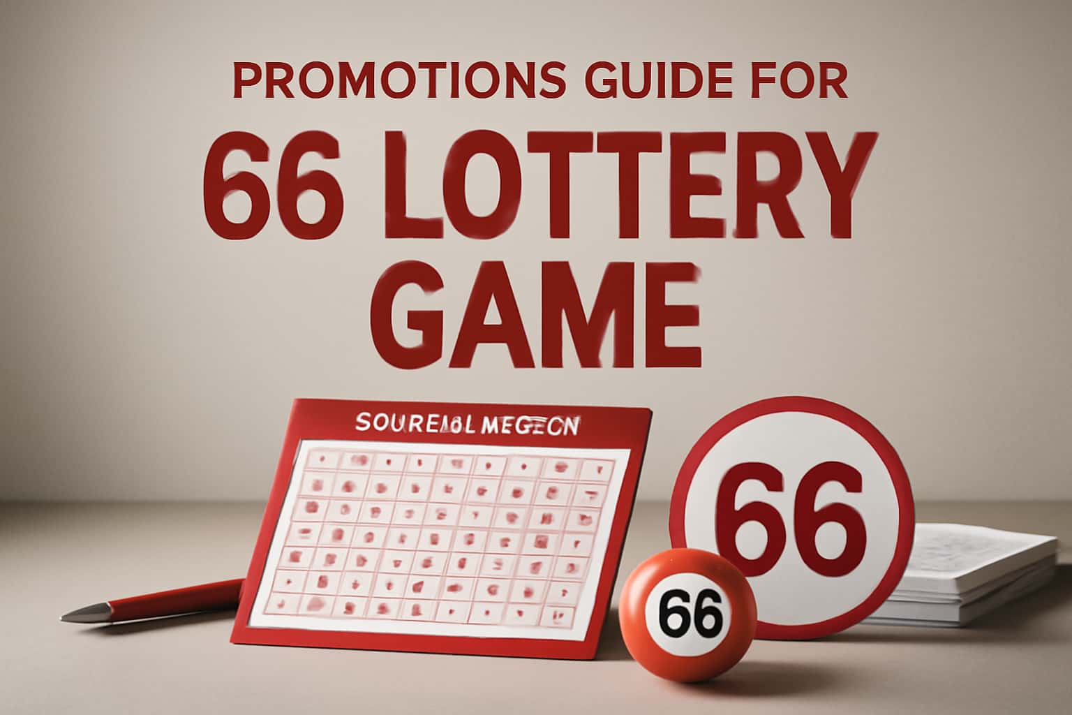 A promotional guide scene showcasing the 66 Lottery Game with clean design elements.