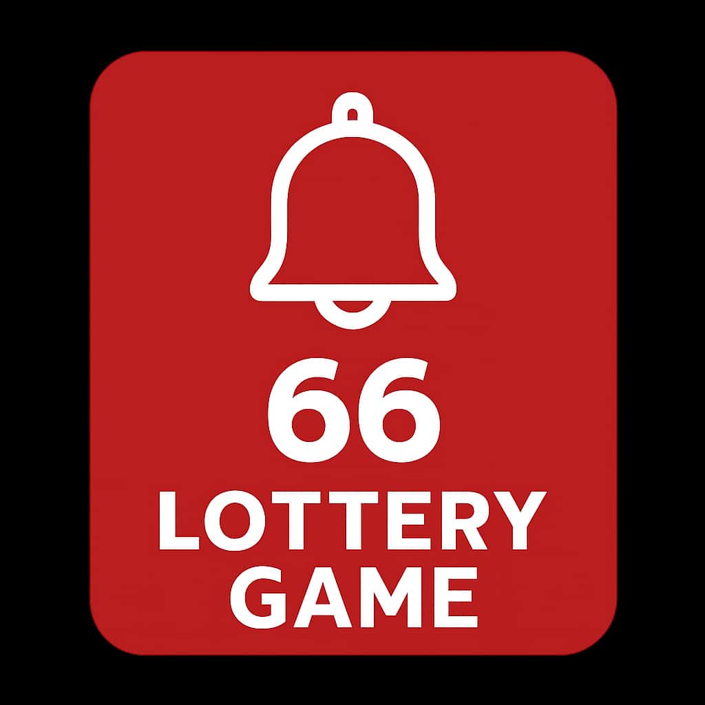 A badge representing 66 Lottery Game Update Notifications in a professional style.