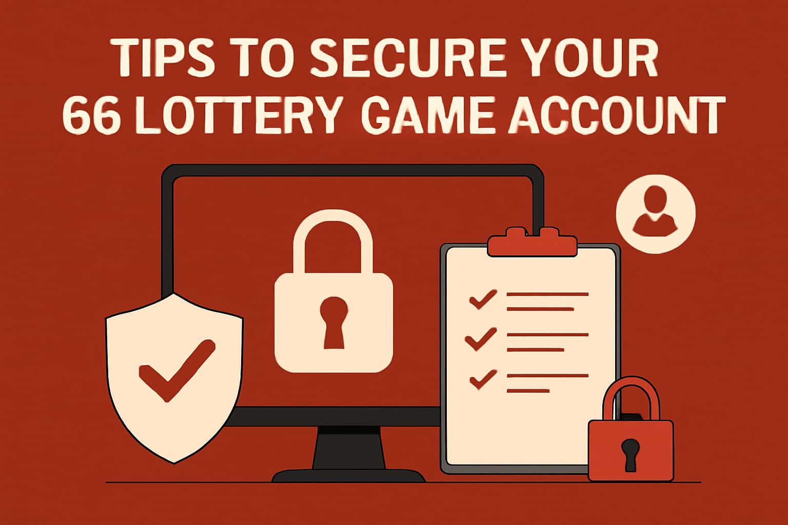 An informative graphic illustrating tips for securing a lottery game account.